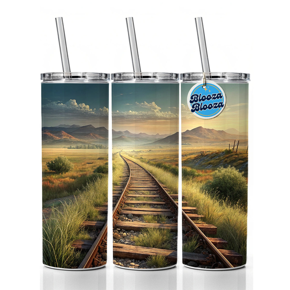 Old Train Tracks Vanishing Into The Distance Skinny Tumbler 20oz with Straw Insulated Water Bottle Gift