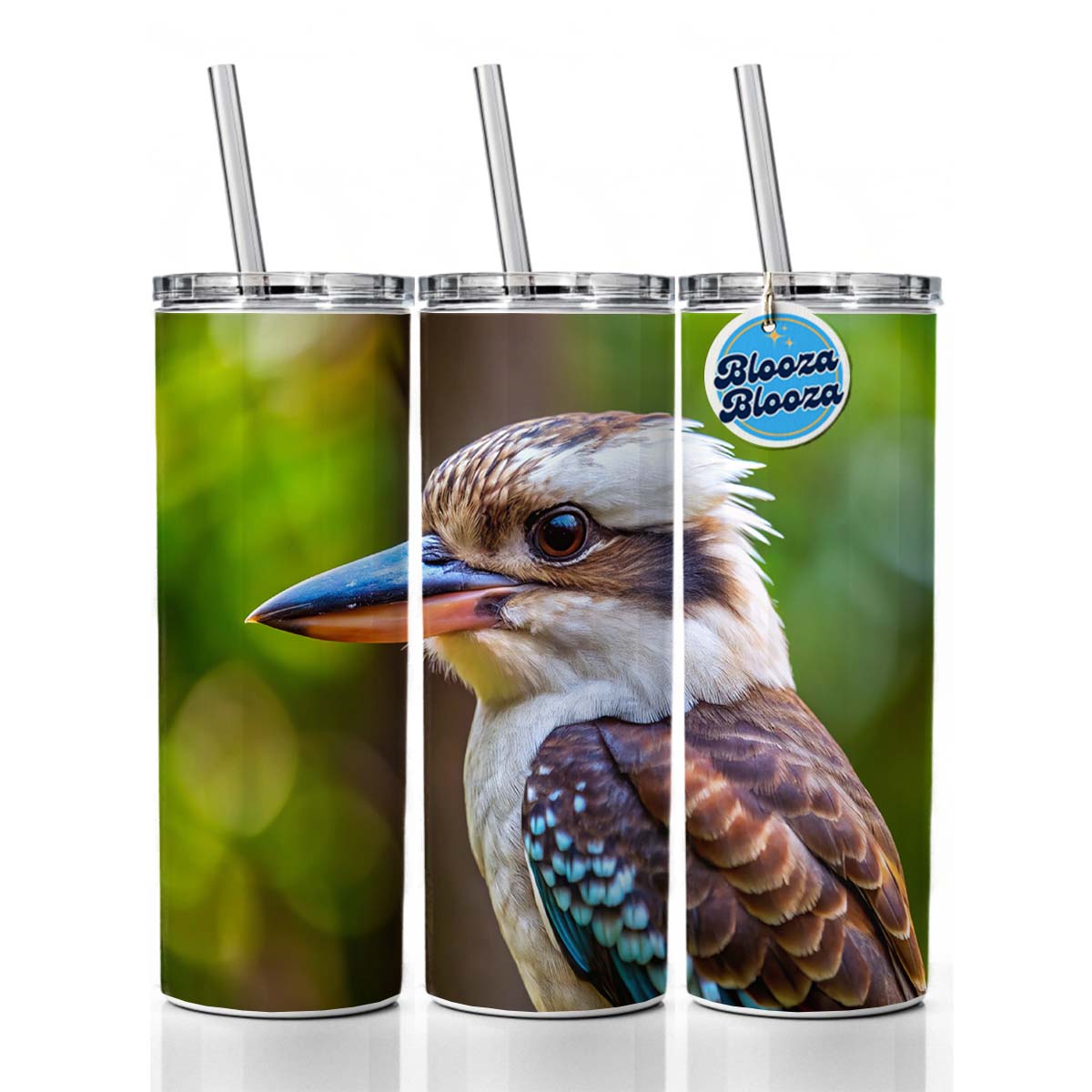 Australian Kookaburra Bird Skinny Tumbler 20oz with Straw Insulated Water Bottle Gift