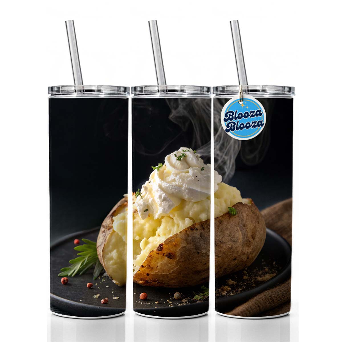 Baked Potato Skinny Tumbler 20oz with Straw Insulated Water Bottle Gift