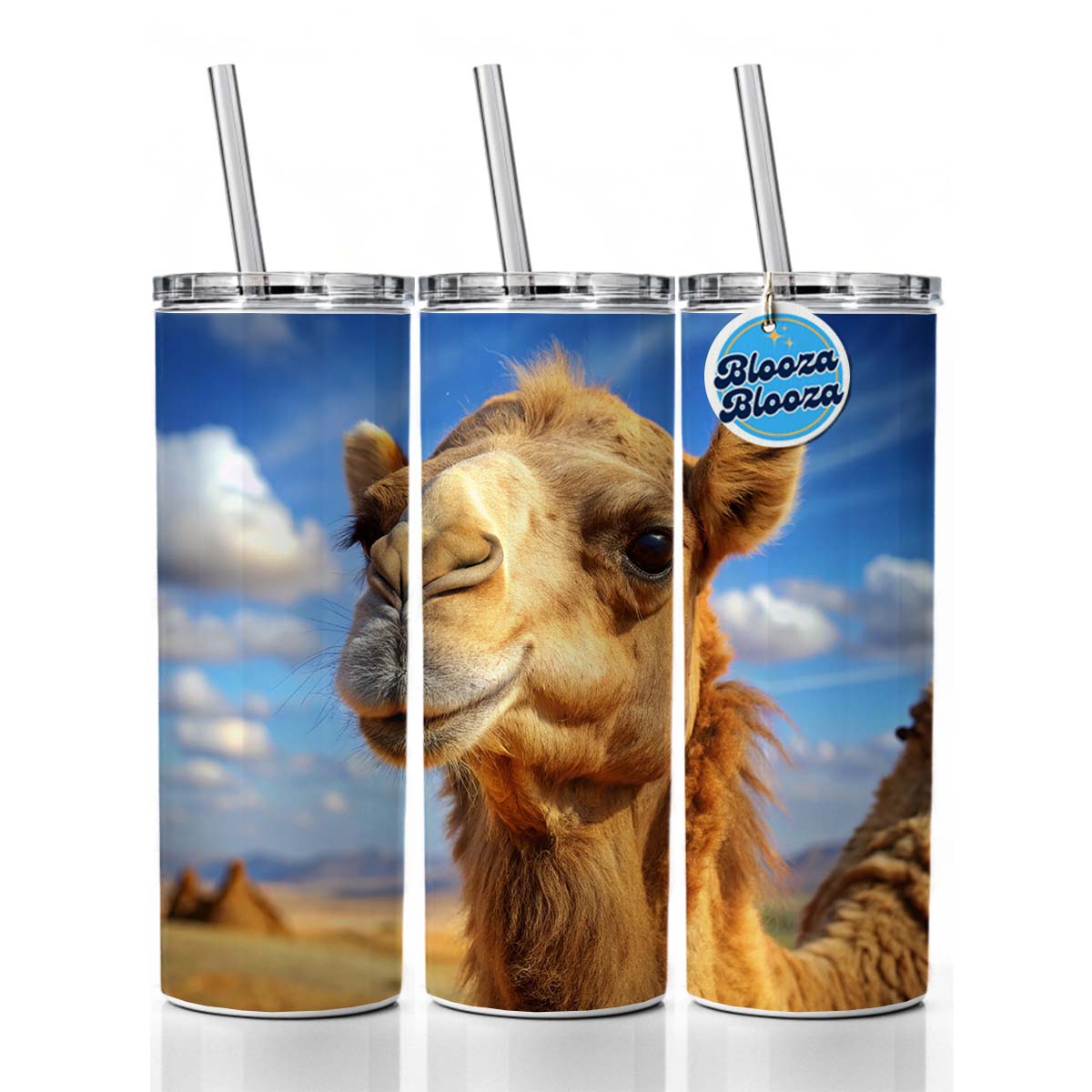 Camel Skinny Tumbler 20oz with Straw Insulated Water Bottle Gift