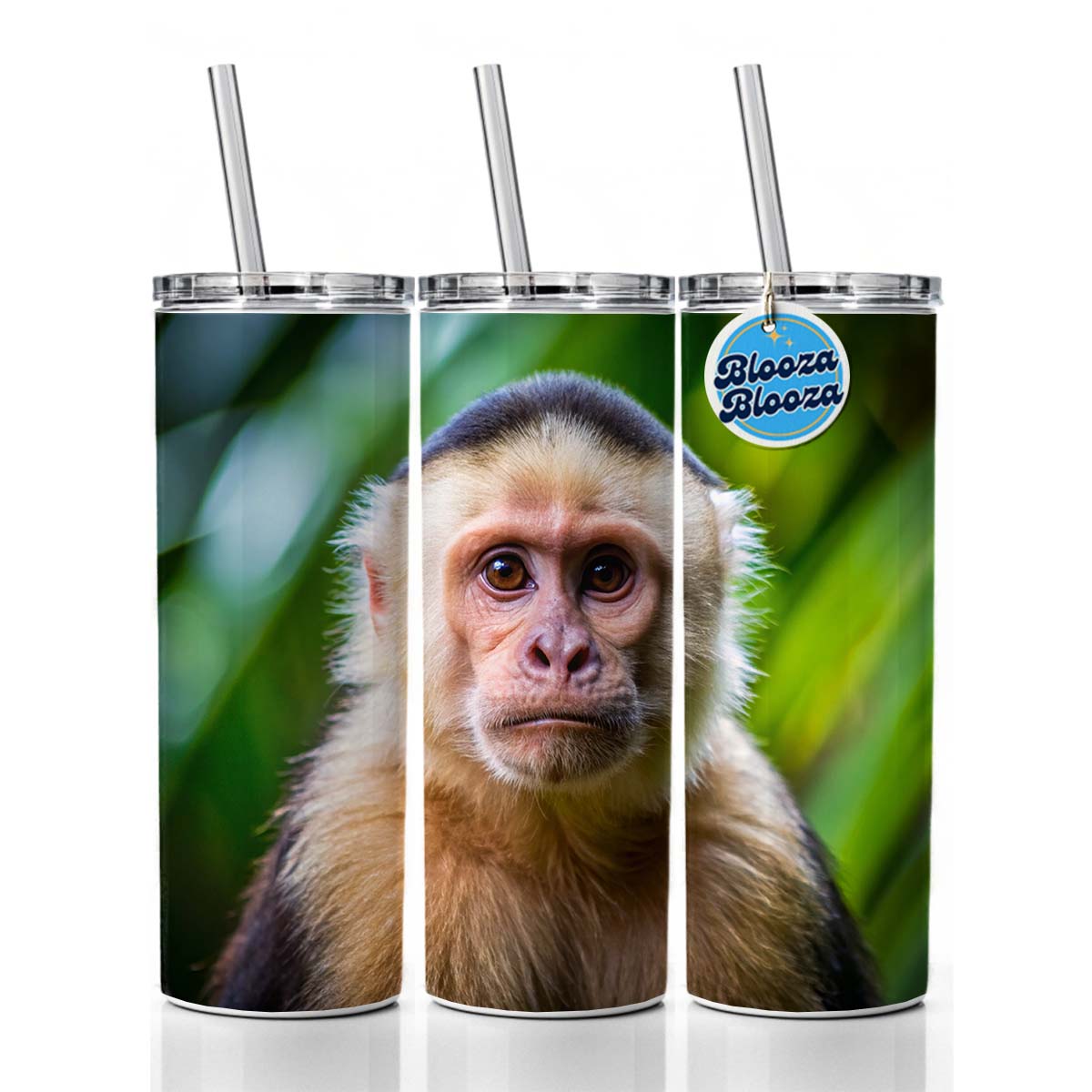 Capuchin Monkey Skinny Tumbler 20oz with Straw Insulated Water Bottle Gift