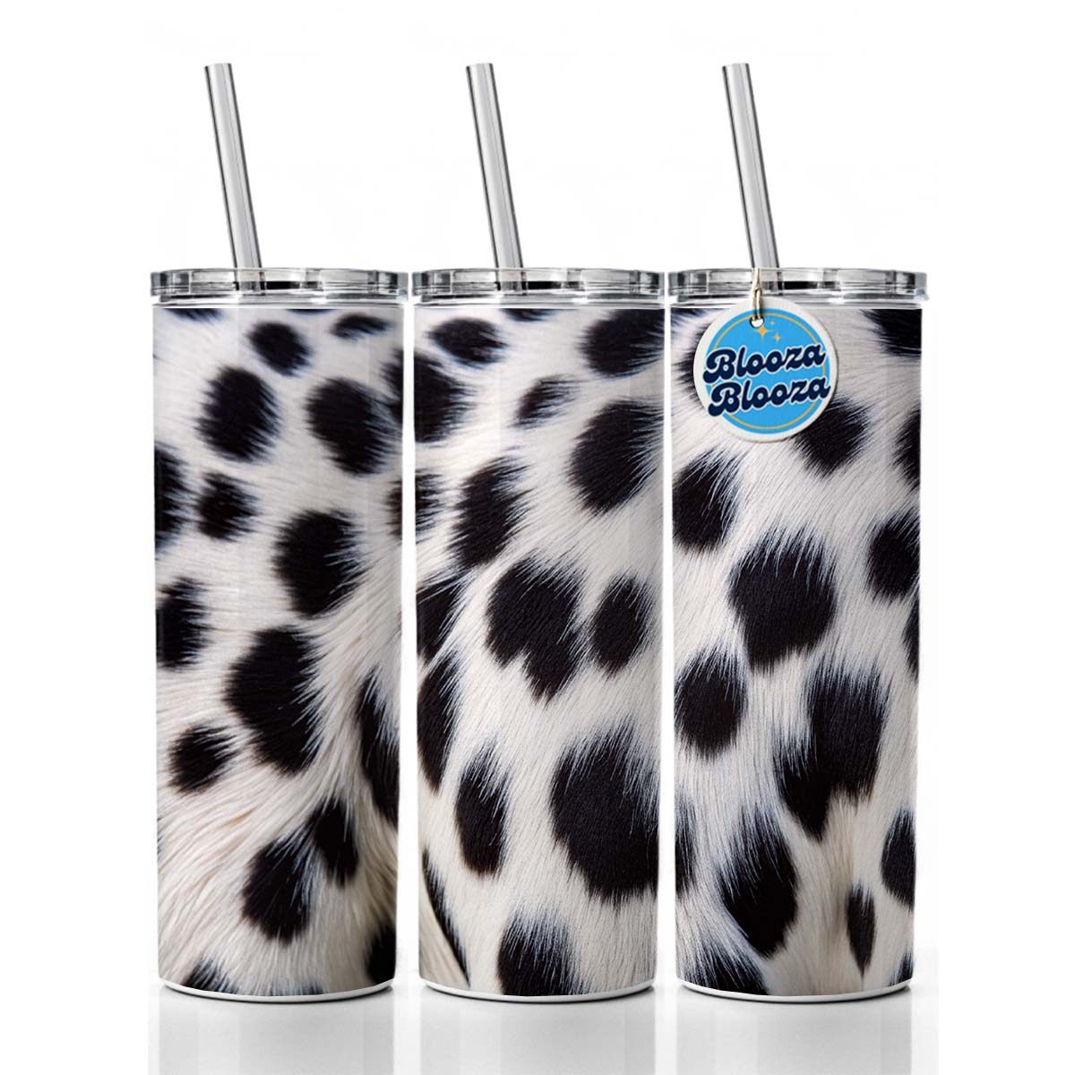 Dalmatian Dog Fur Spotted Pattern Skinny Tumbler 20oz with Straw Insulated Water Bottle Gift