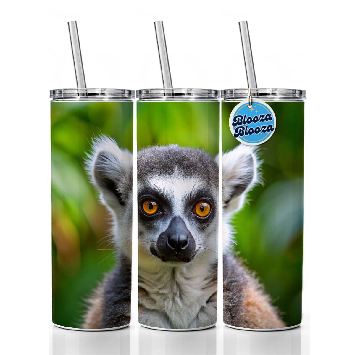 Ring-Tailed Lemur Skinny Tumbler 20oz with Straw Insulated Water Bottle Gift