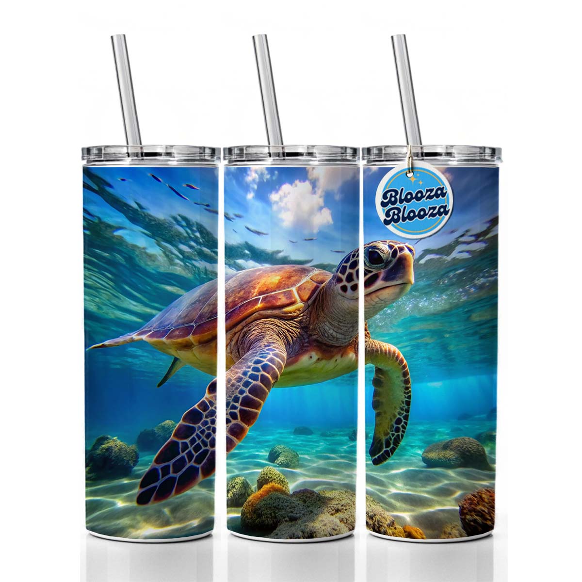 Sea Turtle Skinny Tumbler 20oz with Straw Insulated Water Bottle Gift