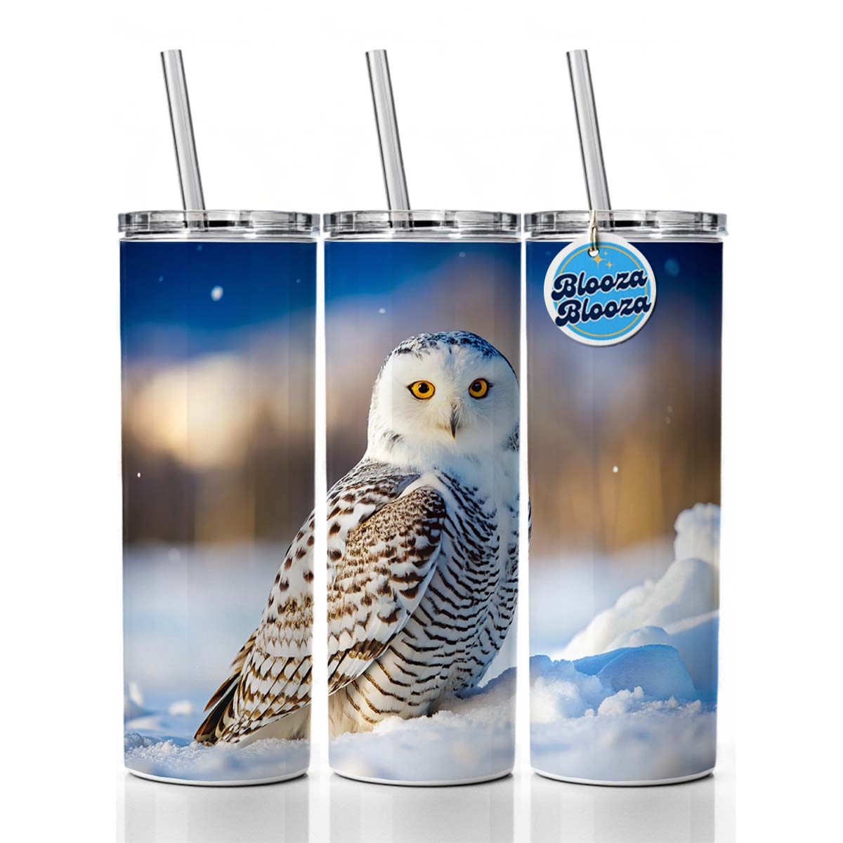 Snowy Owl Raptor Bird Of Prey Skinny Tumbler 20oz with Straw Insulated Water Bottle Gift