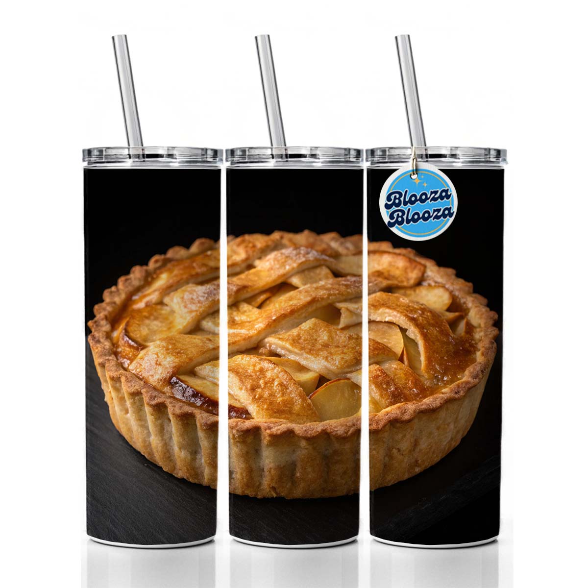 Traditional Lattice Crust Apple Pie Skinny Tumbler 20oz with Straw Insulated Water Bottle Gift