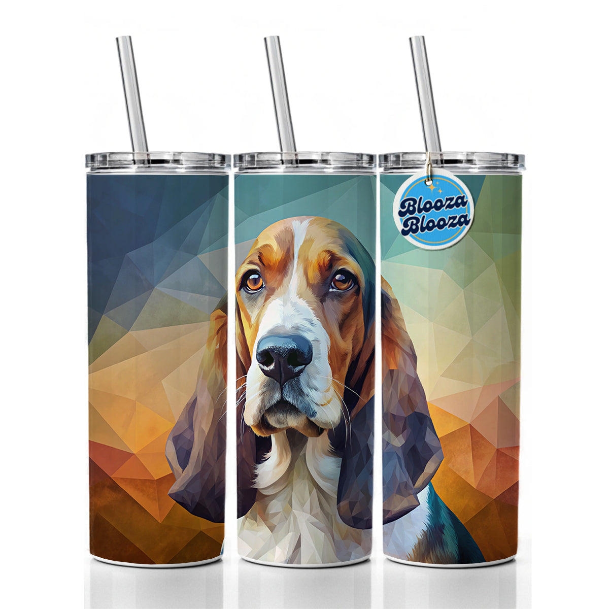 Basset Hound Dog Contemporary Art Skinny Tumbler 20oz with Straw Insulated Water Bottle Gift