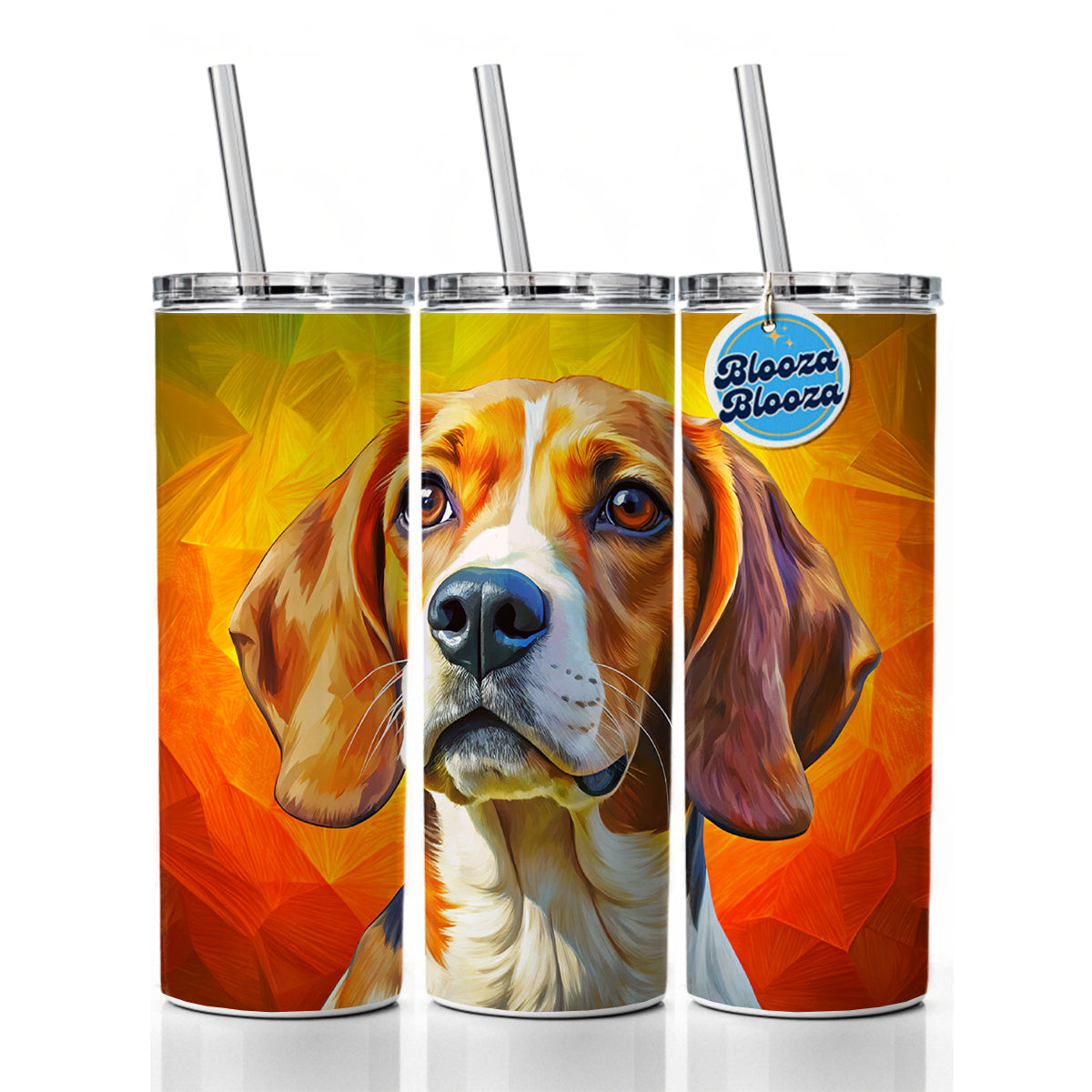 Beagle Dog Pop Art Skinny Tumbler 20oz with Straw Insulated Water Bottle Gift