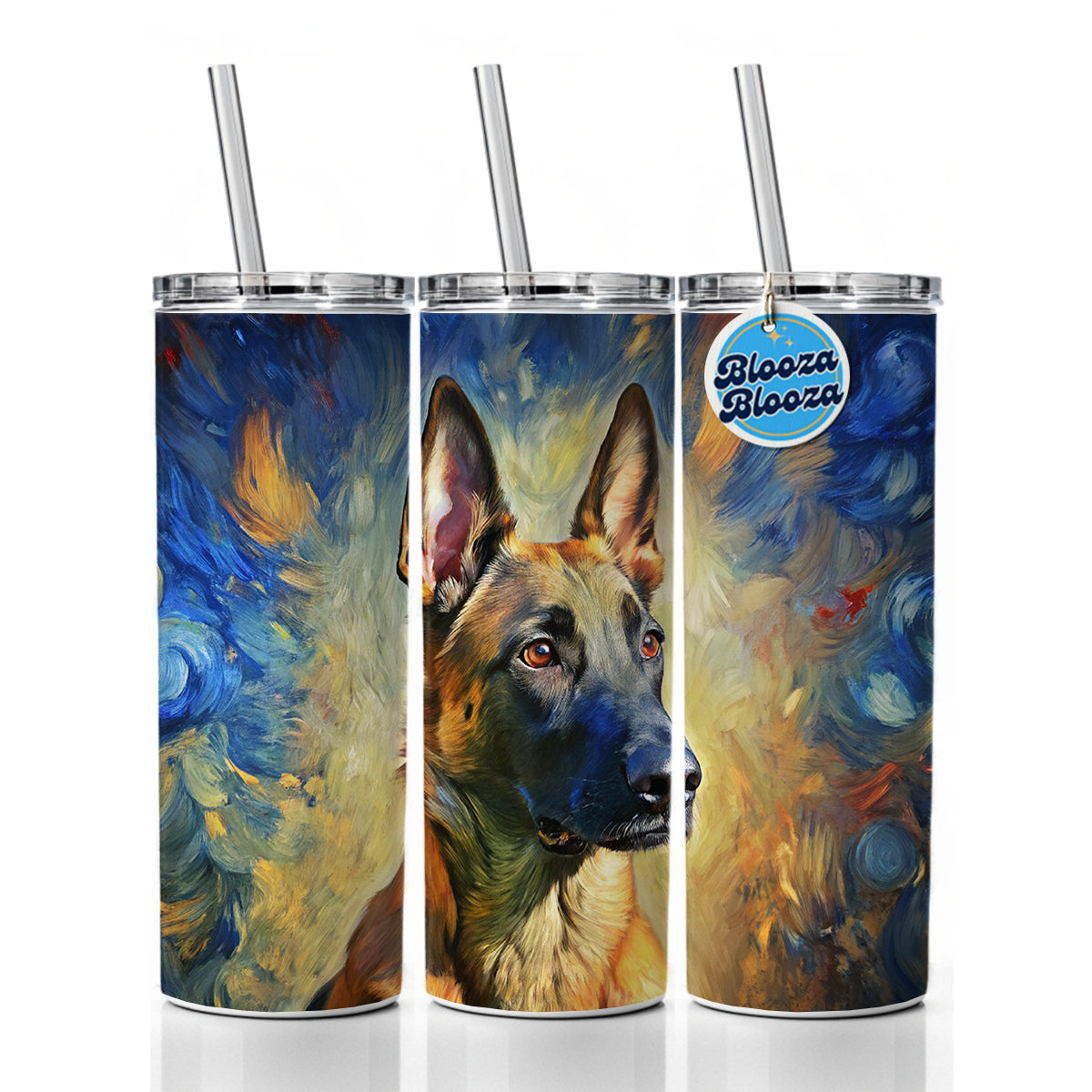 Belgian Malinois Dog Expressionism Art Skinny Tumbler 20oz with Straw Insulated Water Bottle Gift
