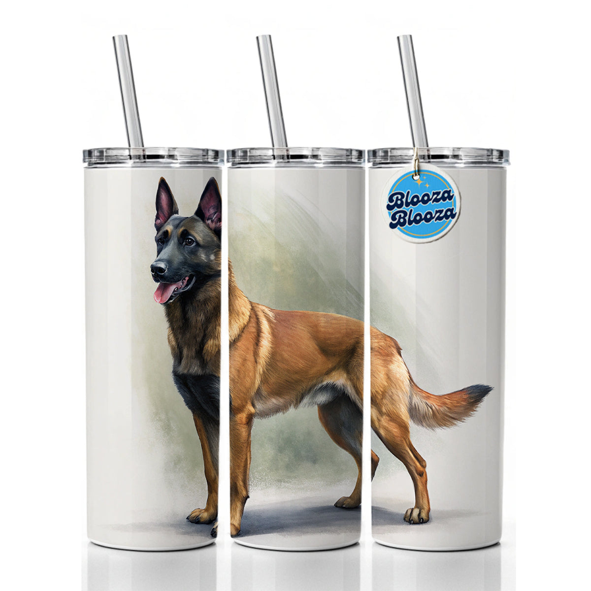 Belgian Malinois Dog Illustration Skinny Tumbler 20oz with Straw Insulated Water Bottle Gift