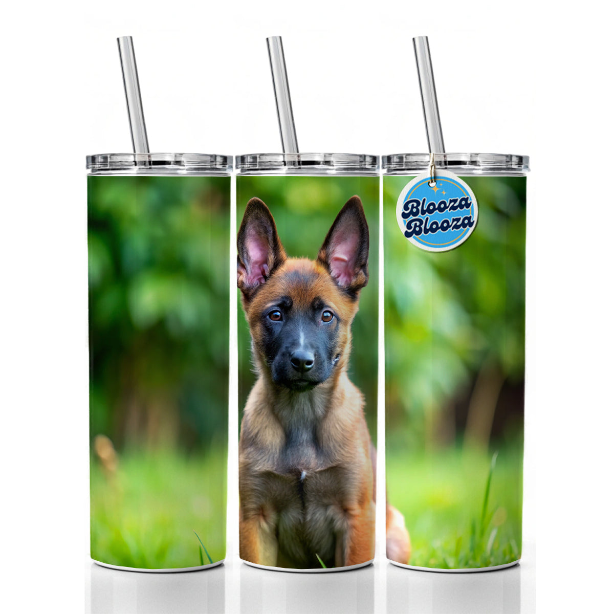 Belgian Malinois Dog Puppy Photo Skinny Tumbler 20oz with Straw Insulated Water Bottle Gift