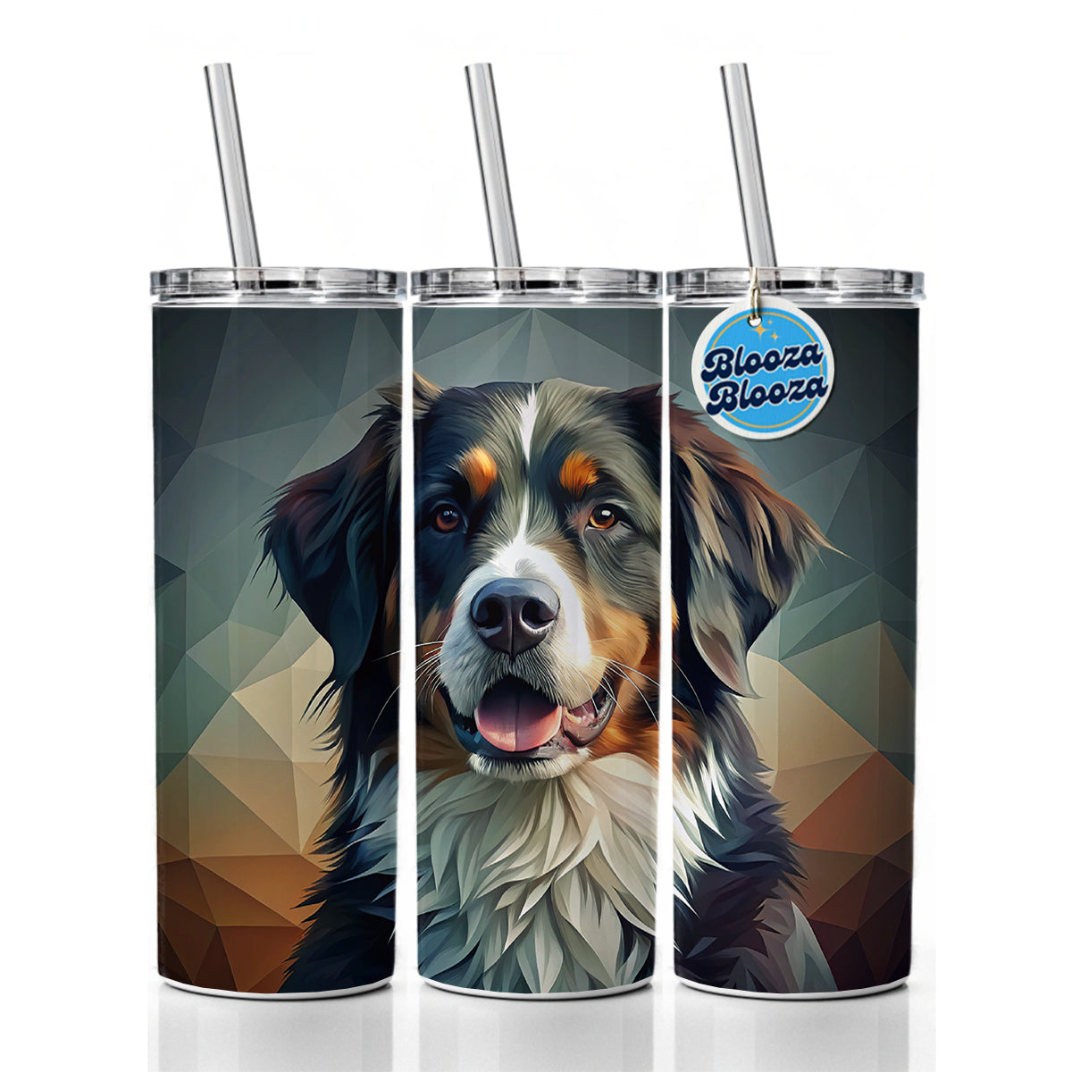 Bernese Mountain Dog Contemporary Art Skinny Tumbler 20oz with Straw Insulated Water Bottle Gift