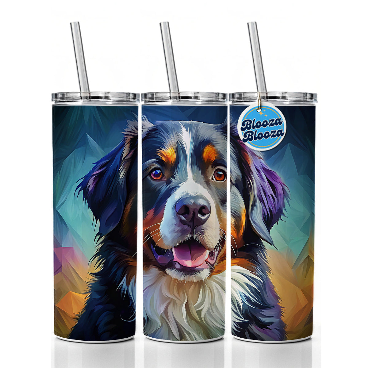Bernese Mountain Dog Pop Art Skinny Tumbler 20oz with Straw Insulated Water Bottle Gift