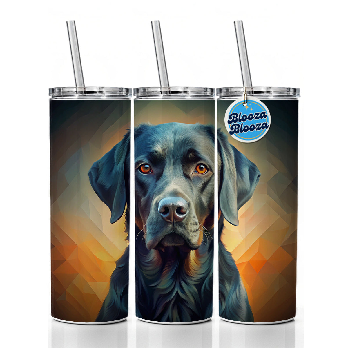 Black Labrador Retriever Dog Abstract Stylized Art Skinny Tumbler 20oz with Straw Insulated Water Bottle Gift