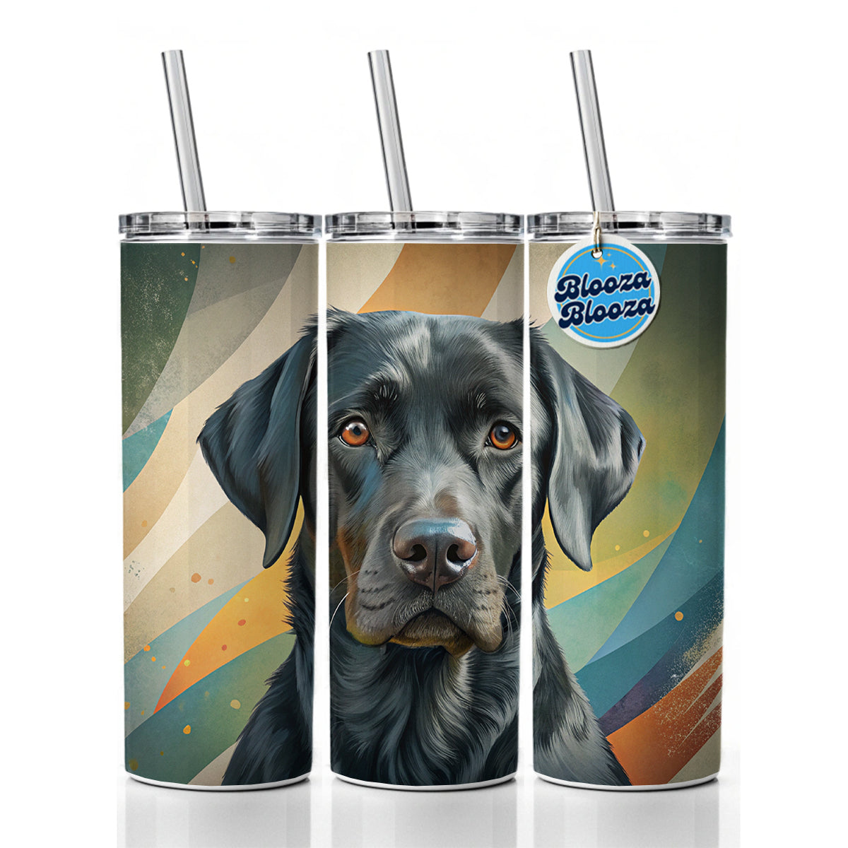 Black Labrador Retriever Dog Contemporary Art Skinny Tumbler 20oz with Straw Insulated Water Bottle Gift