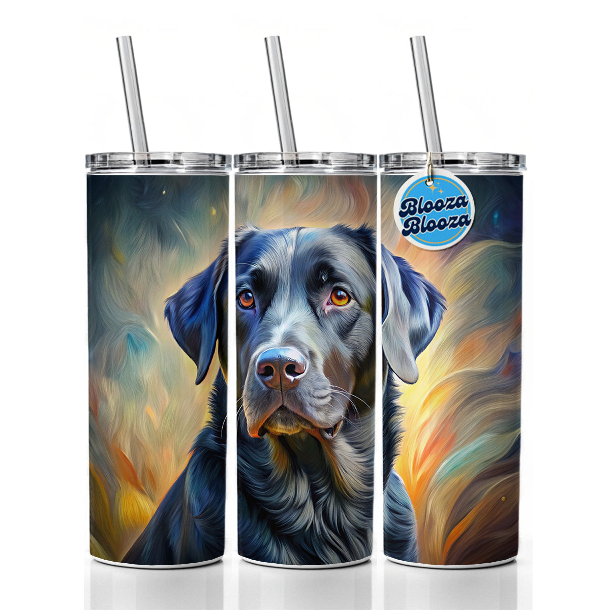 Black Labrador Retriever Dog Expressionism Art Skinny Tumbler 20oz with Straw Insulated Water Bottle Gift