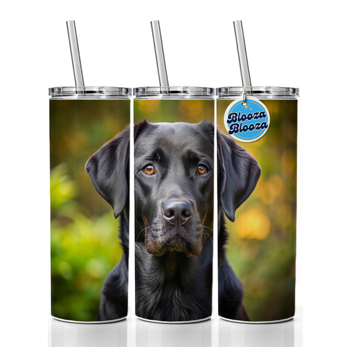 Black Labrador Retriever Dog Photo Skinny Tumbler 20oz with Straw Insulated Water Bottle Gift