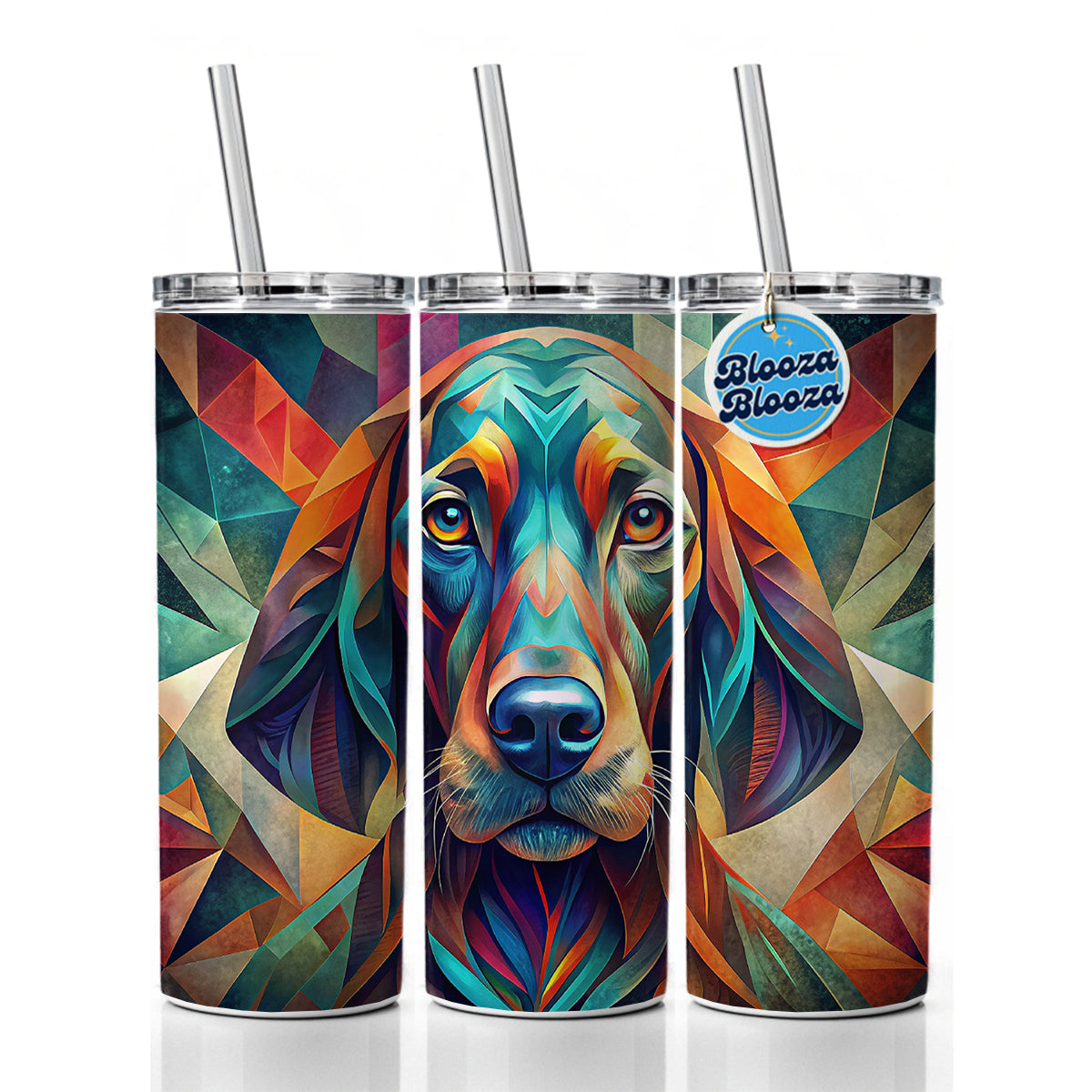Bloodhound Dog Abstract Stylized Art Skinny Tumbler 20oz with Straw Insulated Water Bottle Gift