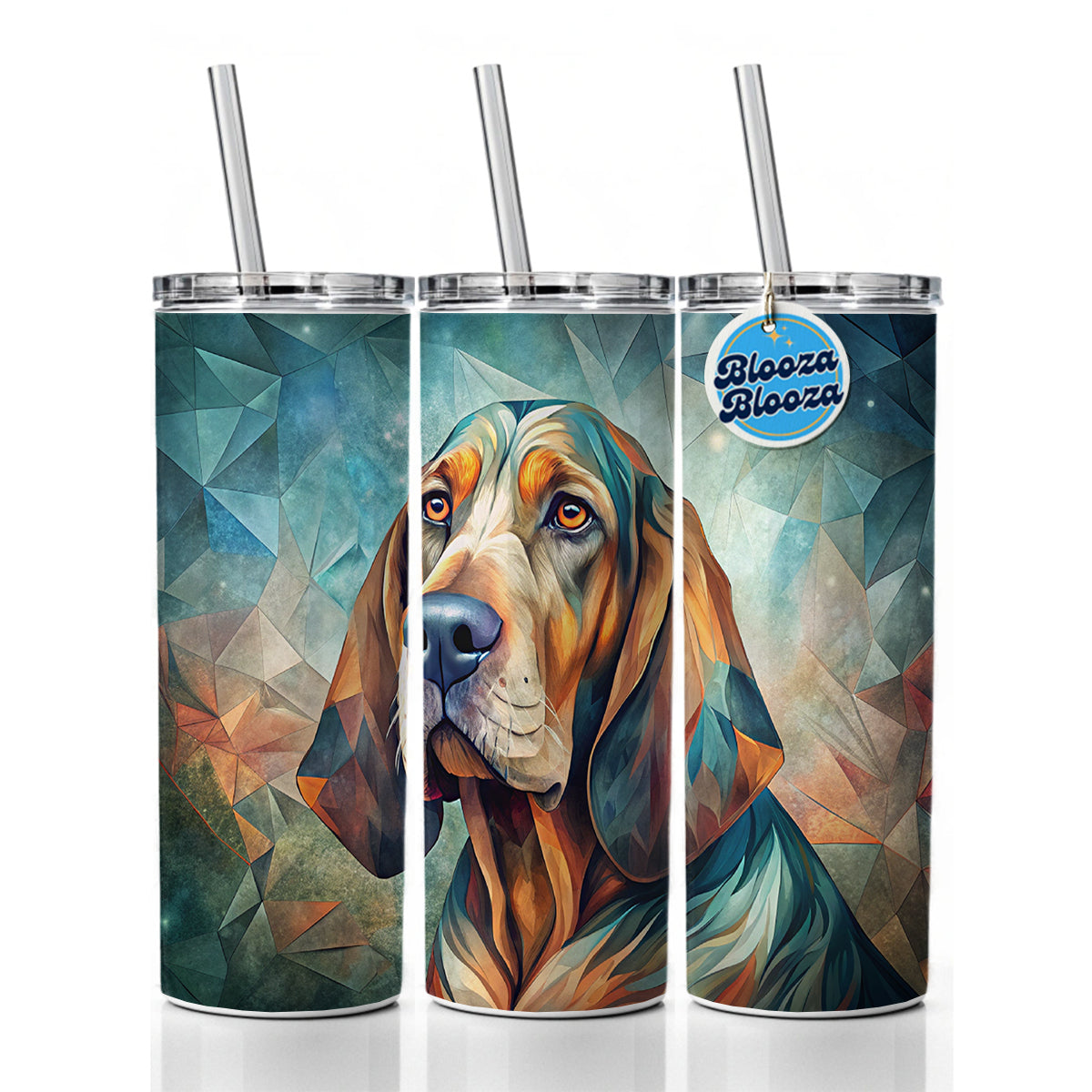 Bloodhound Dog Contemporary Art Skinny Tumbler 20oz with Straw Insulated Water Bottle Gift