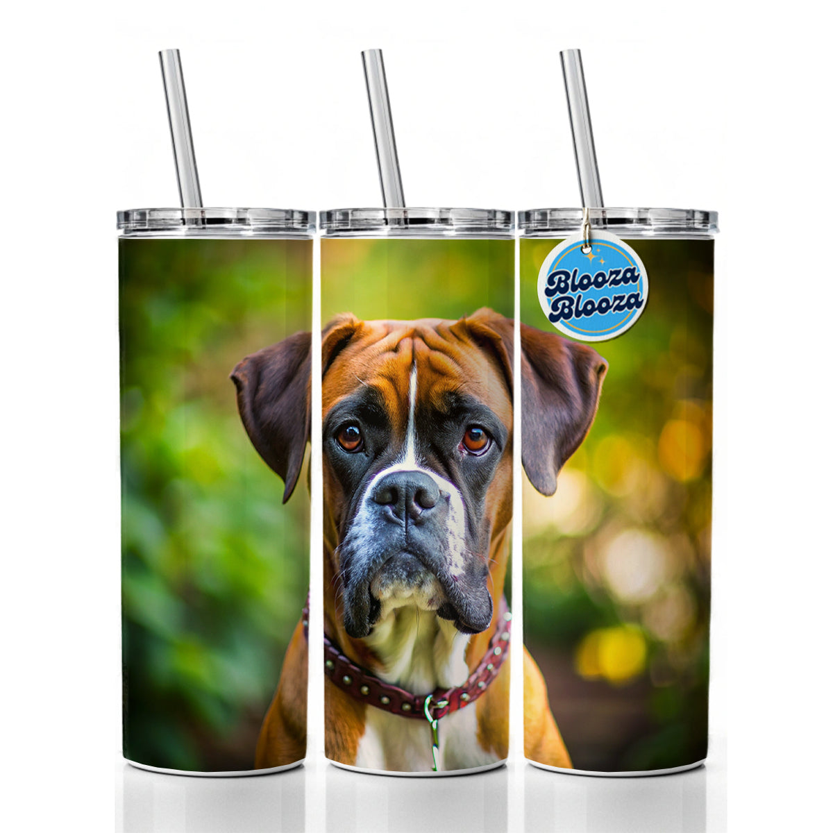 Boxer Dog Photo Skinny Tumbler 20oz with Straw Insulated Water Bottle Gift