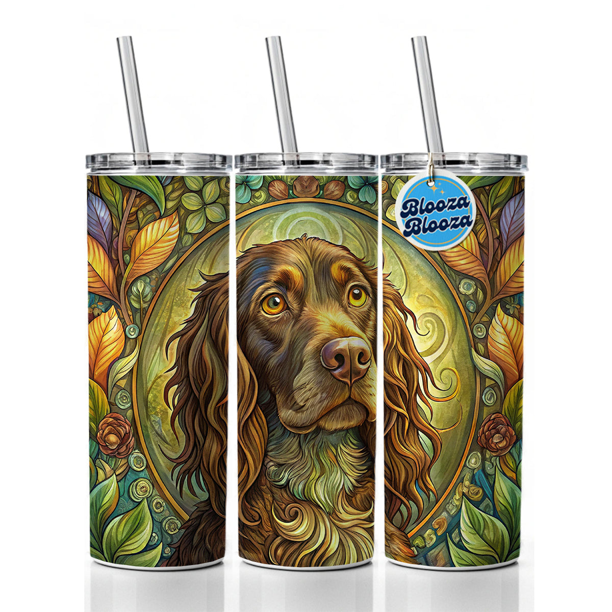 Boykin Spaniel Dog Art Nouveau Skinny Tumbler 20oz with Straw Insulated Water Bottle Gift