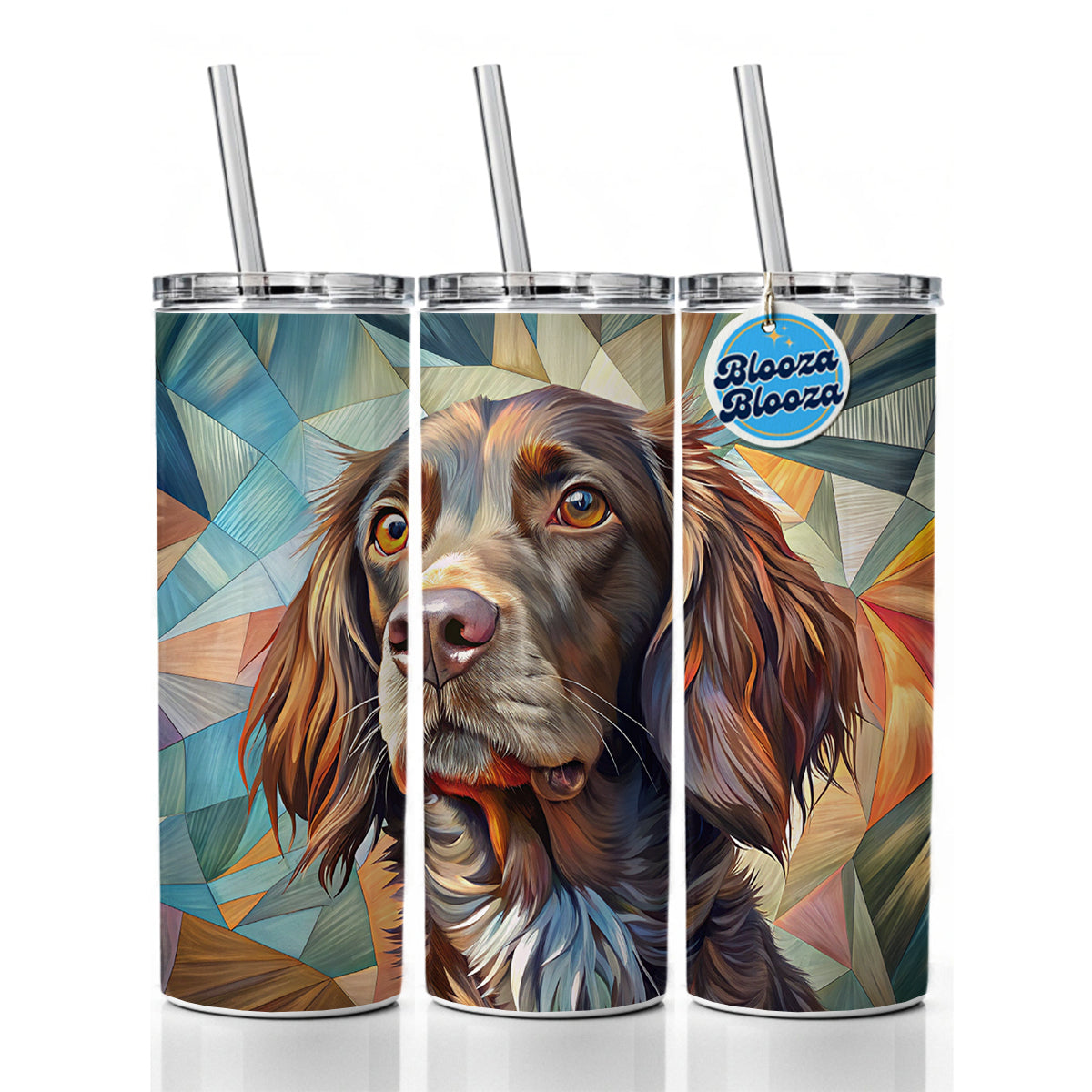 Boykin Spaniel Dog Contemporary Art Skinny Tumbler 20oz with Straw Insulated Water Bottle Gift