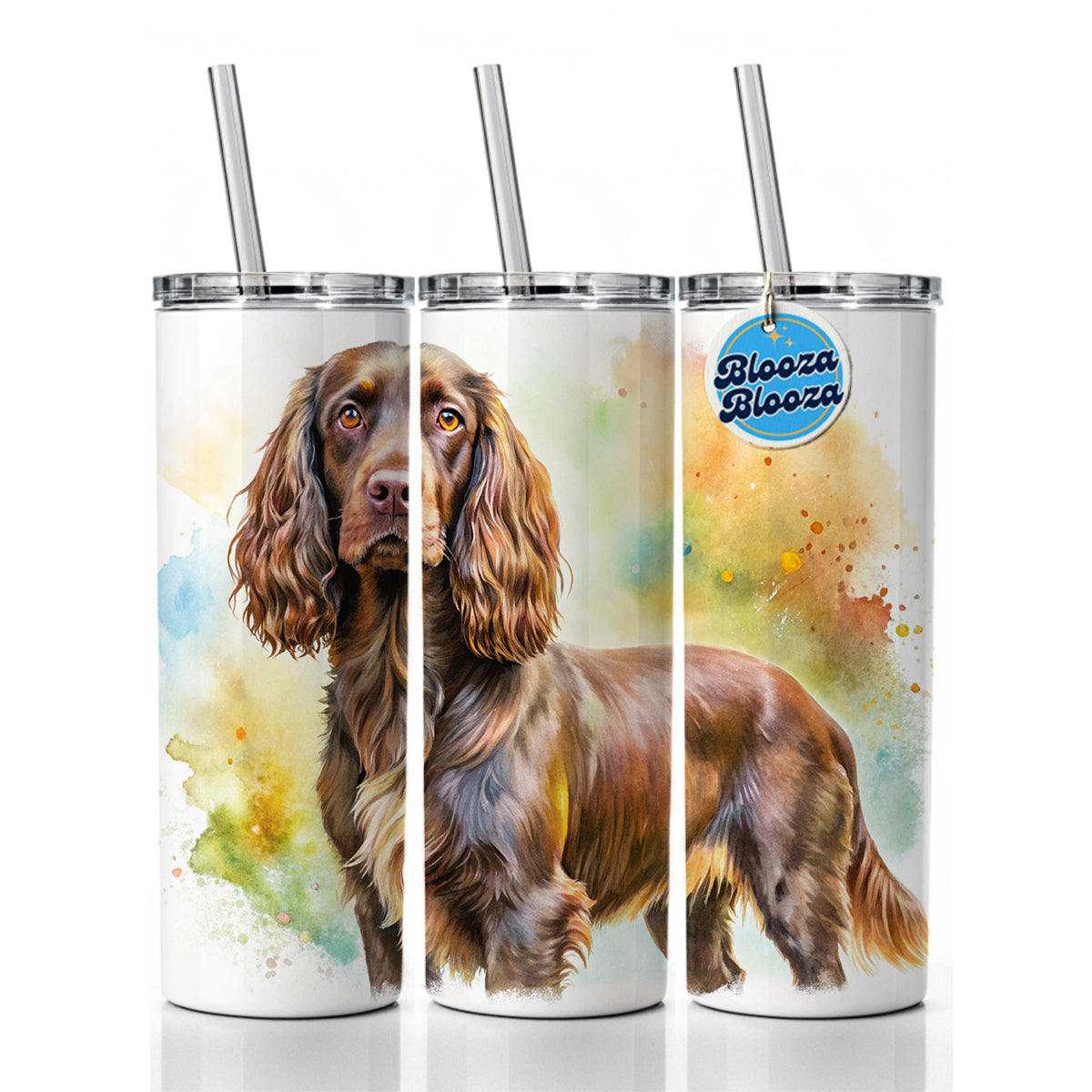 Boykin Spaniel Dog Watercolor Style Skinny Tumbler 20oz with Straw Insulated Water Bottle Gift
