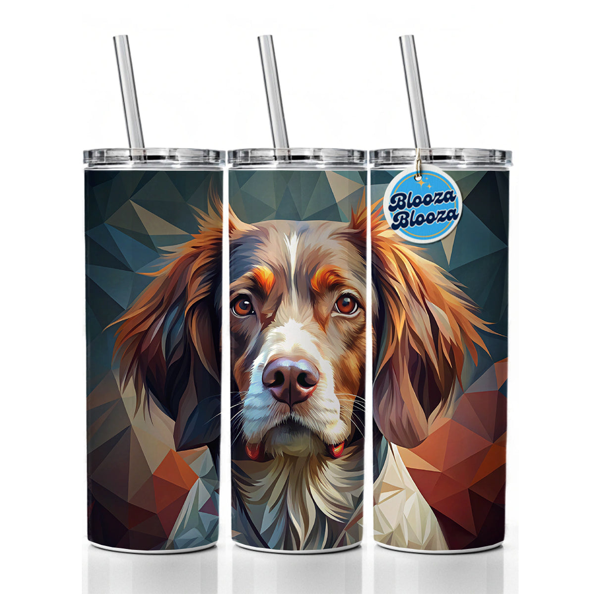 Brittany Spaniel Dog Abstract Stylized Art Skinny Tumbler 20oz with Straw Insulated Water Bottle Gift