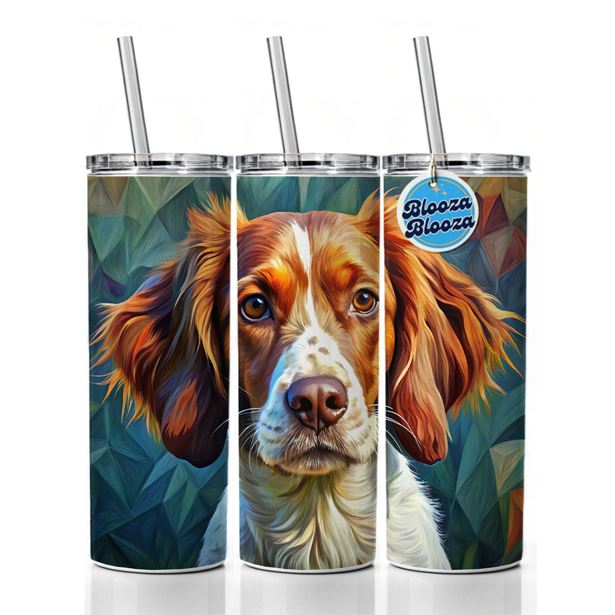 Brittany Spaniel Dog Expressionism Art Skinny Tumbler 20oz with Straw Insulated Water Bottle Gift