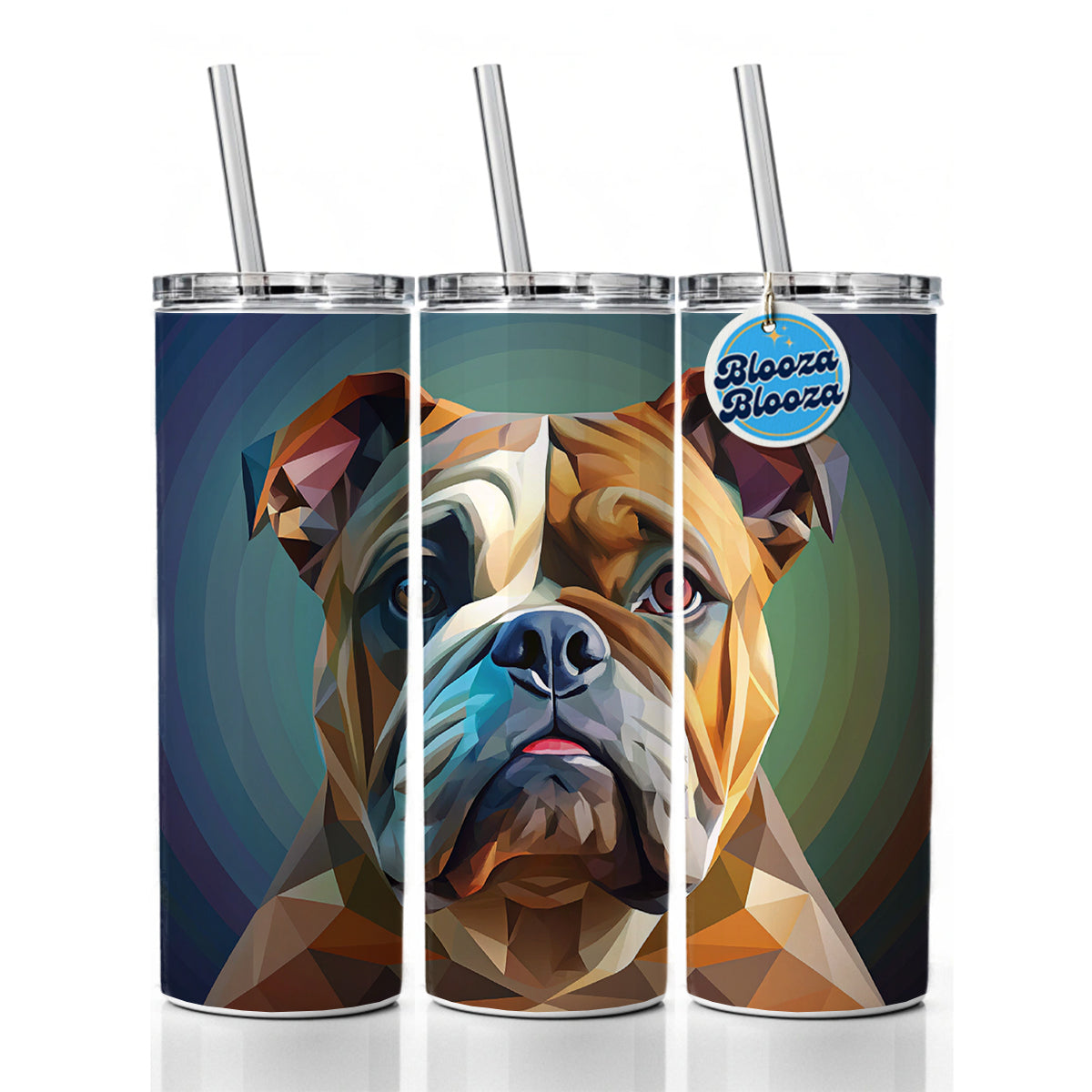 Bulldog Dog Contemporary Art Skinny Tumbler 20oz with Straw Insulated Water Bottle Gift