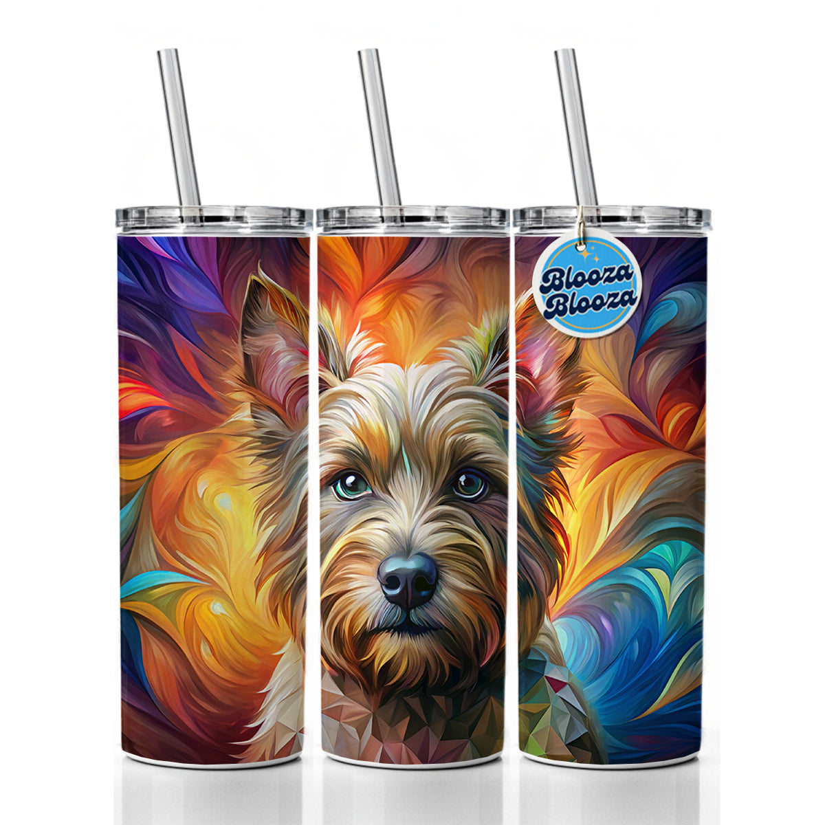 Cairn Terrier Dog Abstract Art Skinny Tumbler 20oz with Straw Insulated Water Bottle Gift