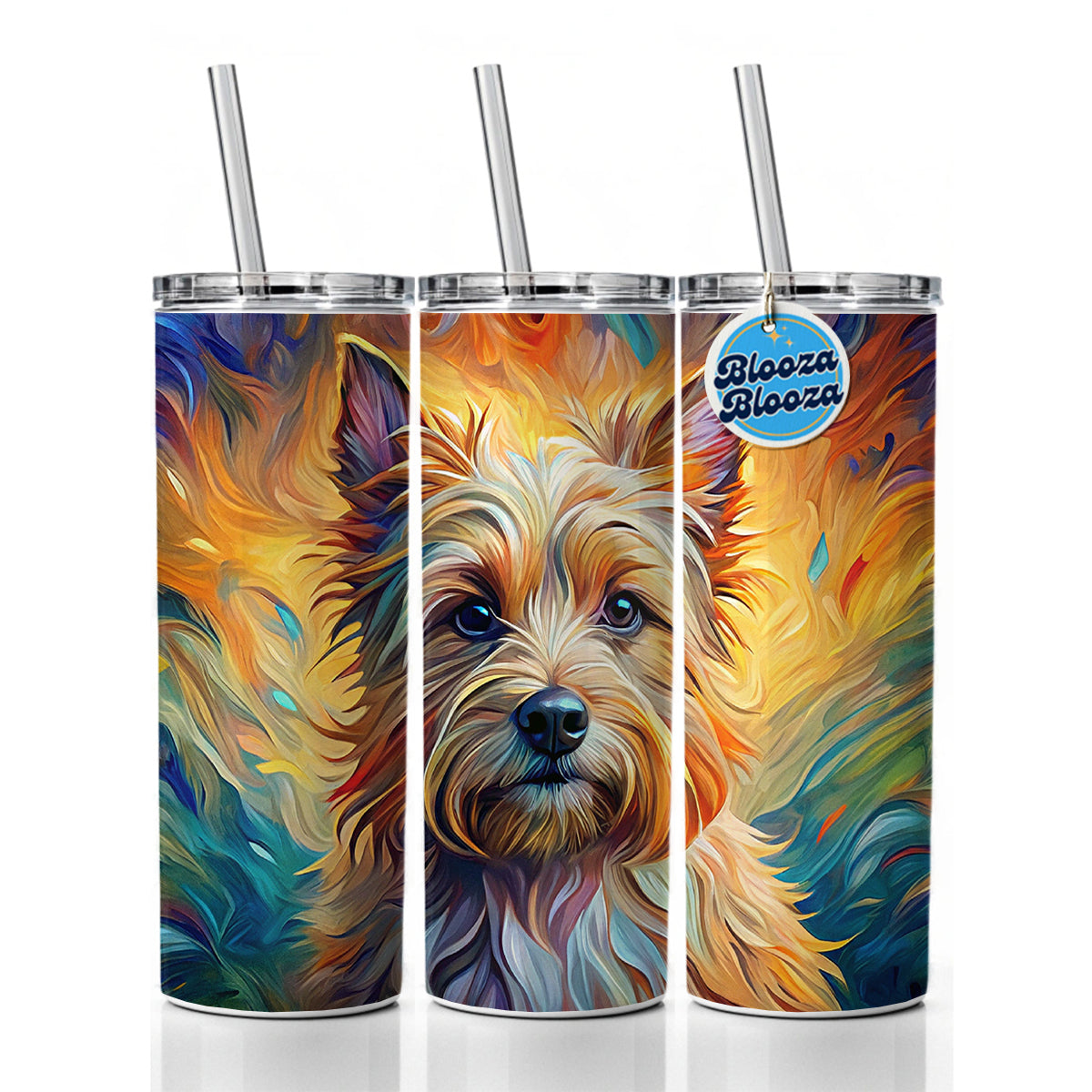 Cairn Terrier Dog Expressionism Art Skinny Tumbler 20oz with Straw Insulated Water Bottle Gift