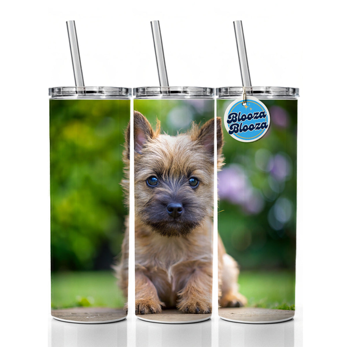 Cairn Terrier Dog Puppy Photo Skinny Tumbler 20oz with Straw Insulated Water Bottle Gift