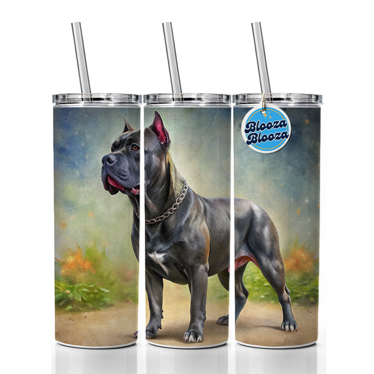 Cane Corso Dog Illustration Skinny Tumbler 20oz with Straw Insulated Water Bottle Gift