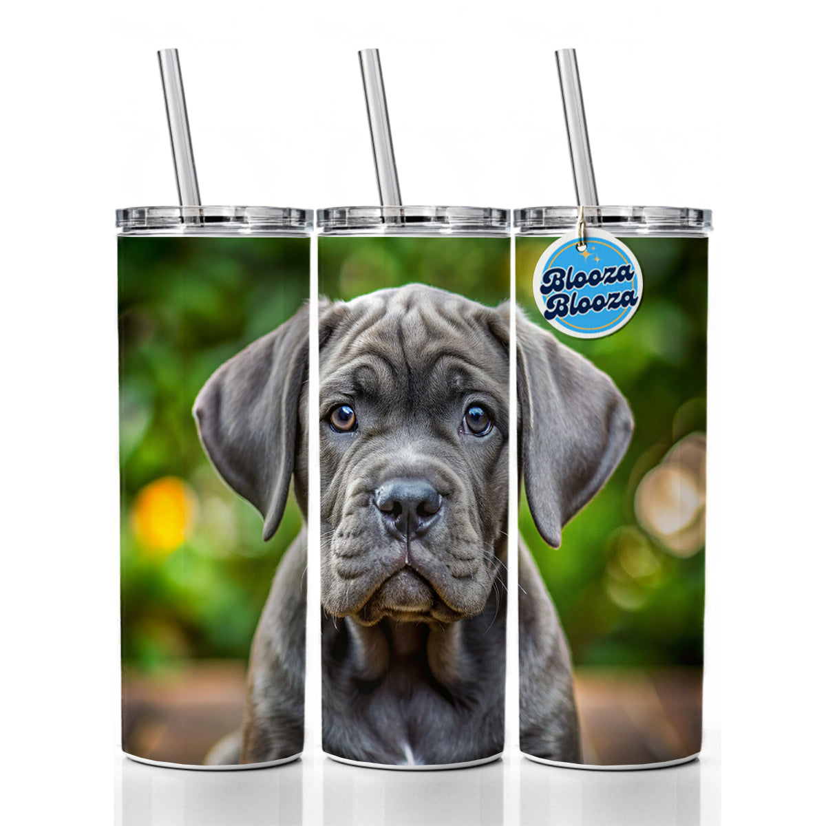 Cane Corso Dog Puppy Photo Skinny Tumbler 20oz with Straw Insulated Water Bottle Gift
