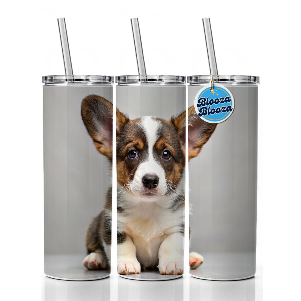 Cardigan Welsh Corgi Dog Puppy Photo Skinny Tumbler 20oz with Straw Insulated Water Bottle Gift