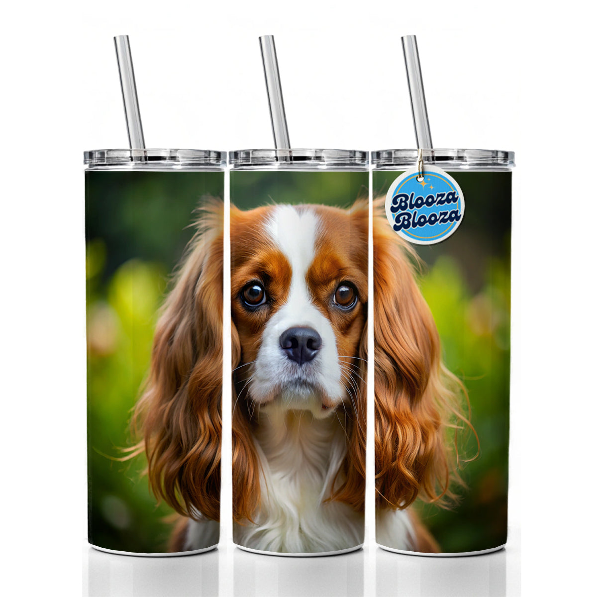 Cavalier King Charles Spaniel Dog Photo Skinny Tumbler 20oz with Straw Insulated Water Bottle Gift