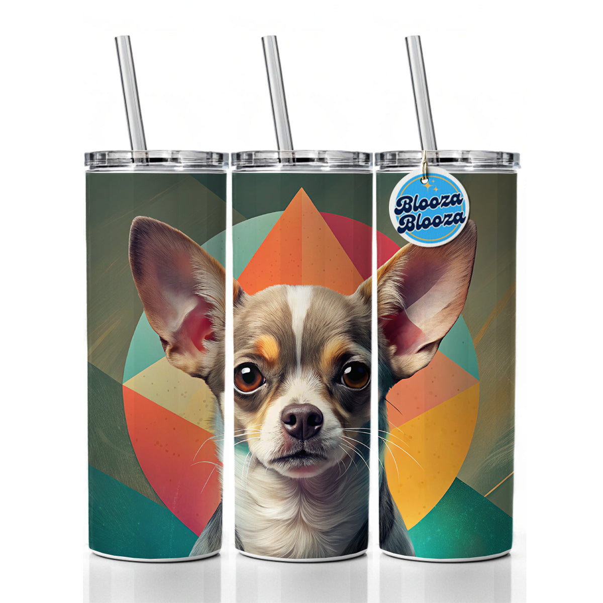 Chihuahua Dog Contemporary Art Skinny Tumbler 20oz with Straw Insulated Water Bottle Gift