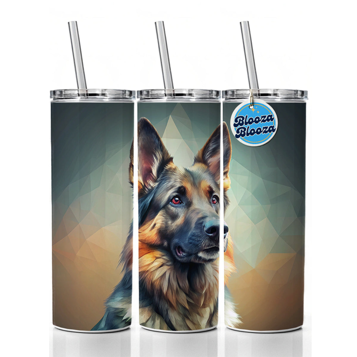 German Shepherd Dog Contemporary Art Skinny Tumbler 20oz with Straw Insulated Water Bottle Gift