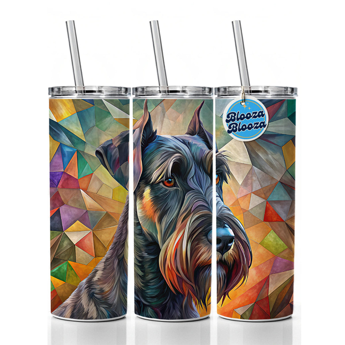 Giant Schnauzer Dog Abstract Art Skinny Tumbler 20oz with Straw Insulated Water Bottle Gift