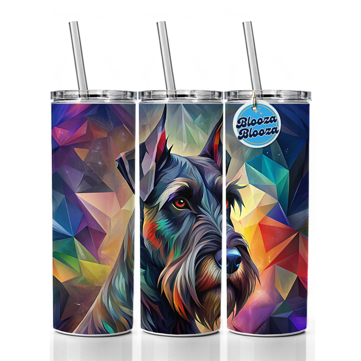 Giant Schnauzer Dog Abstract Stylized Art Skinny Tumbler 20oz with Straw Insulated Water Bottle Gift