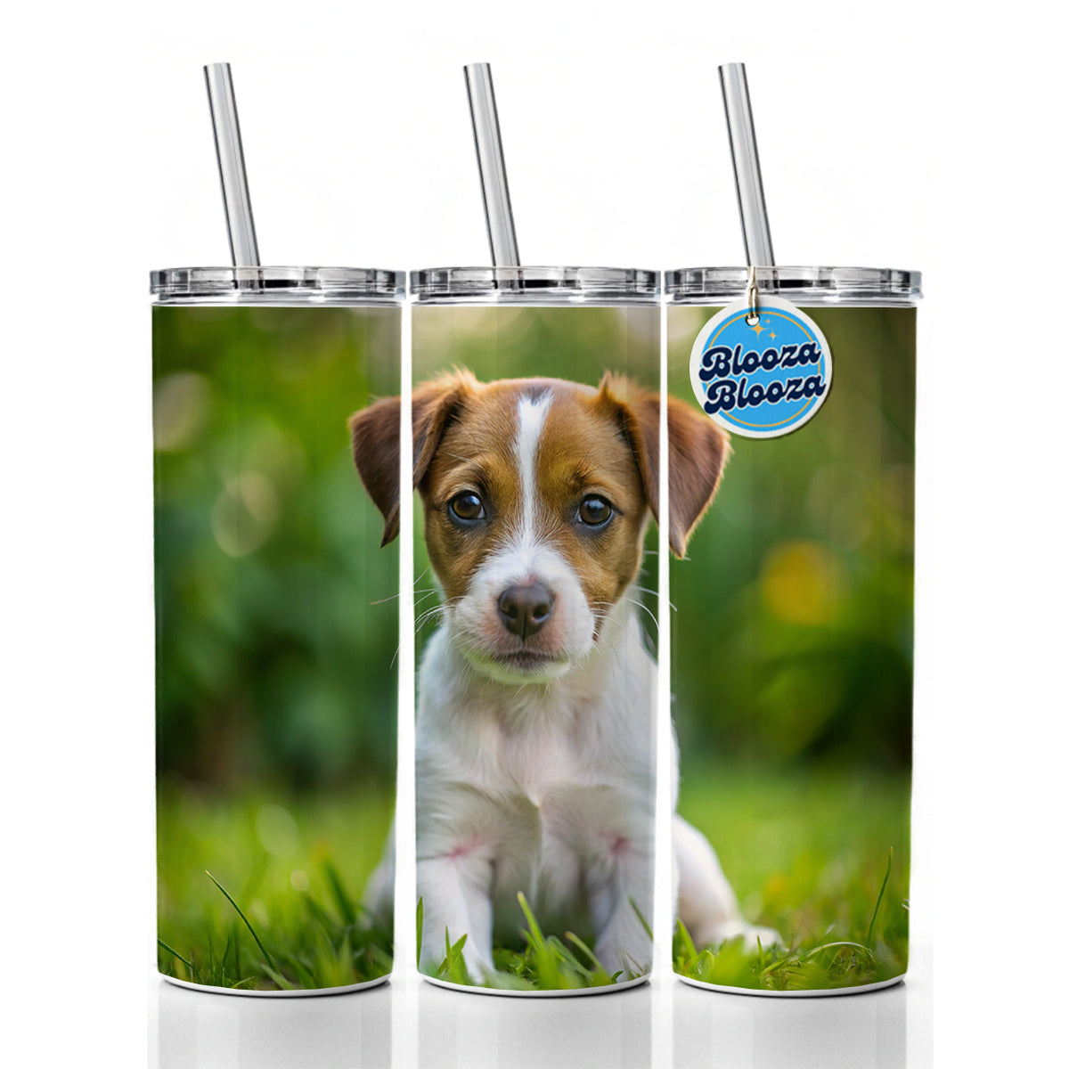 Jack Russell Terrier Dog Puppy Photo Skinny Tumbler 20oz with Straw Insulated Water Bottle Gift