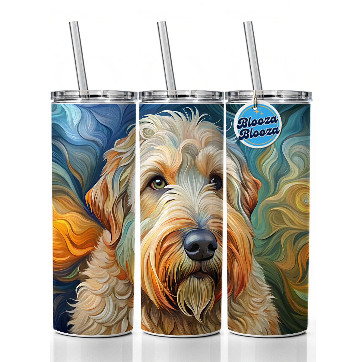 Soft Coated Wheaten Terrier Dog Abstract Art Skinny Tumbler 20oz with Straw Insulated Water Bottle Gift