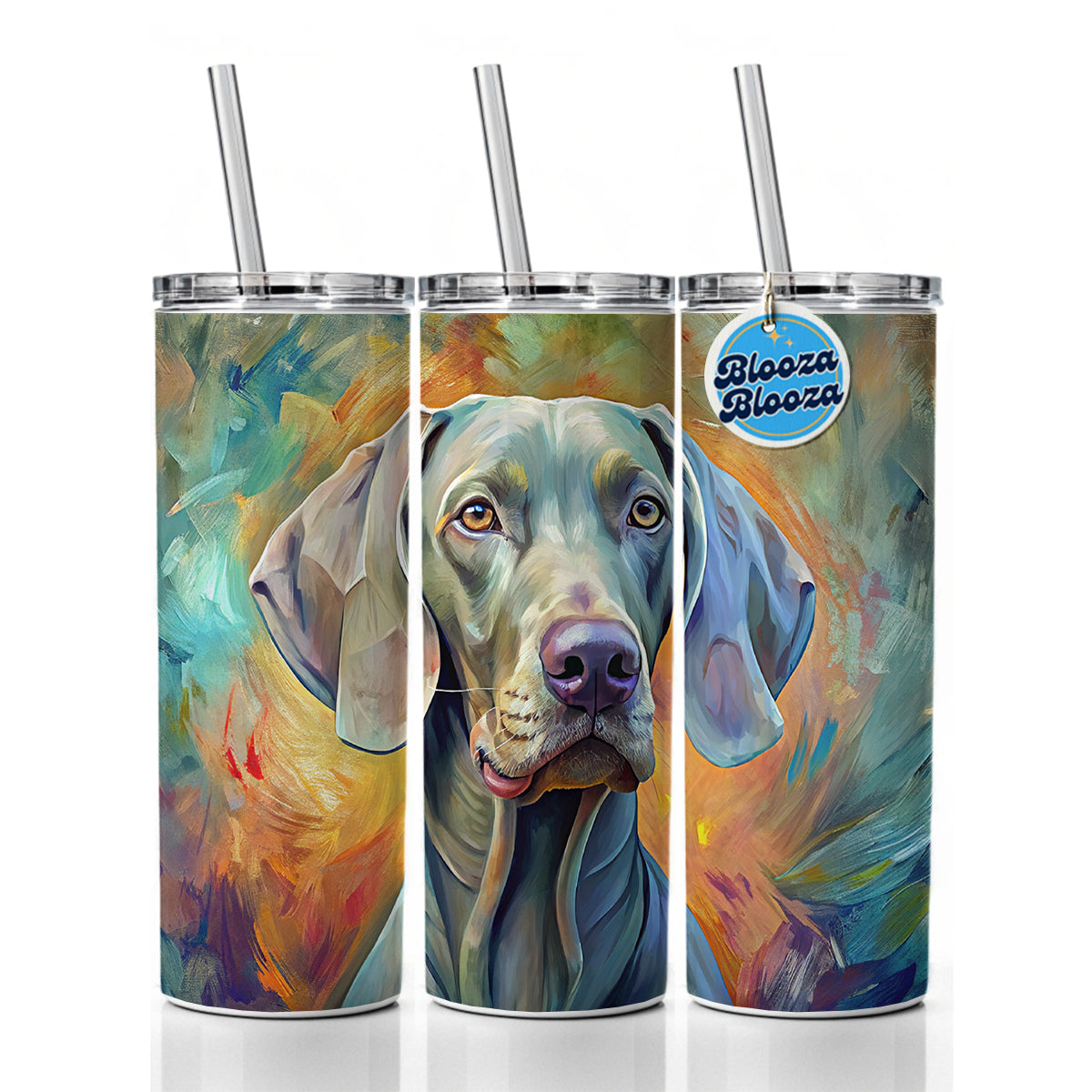 Weimaraner Dog Expressionism Art Skinny Tumbler 20oz with Straw Insulated Water Bottle Gift