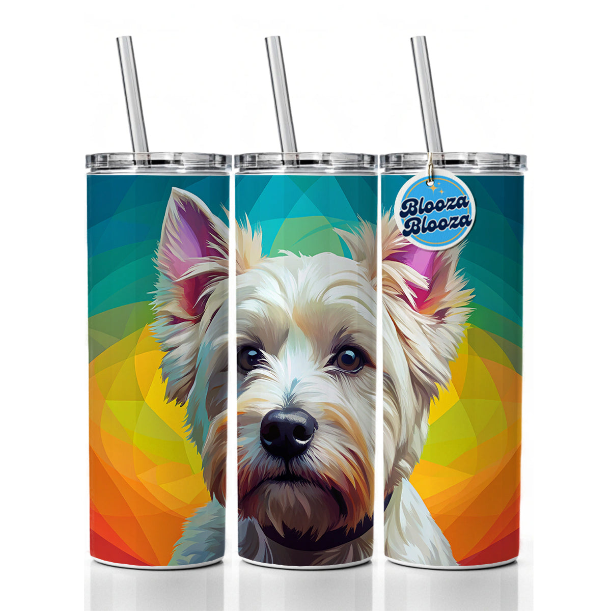 West Highland White Terrier Westie Dog Pop Art Skinny Tumbler 20oz with Straw Insulated Water Bottle Gift