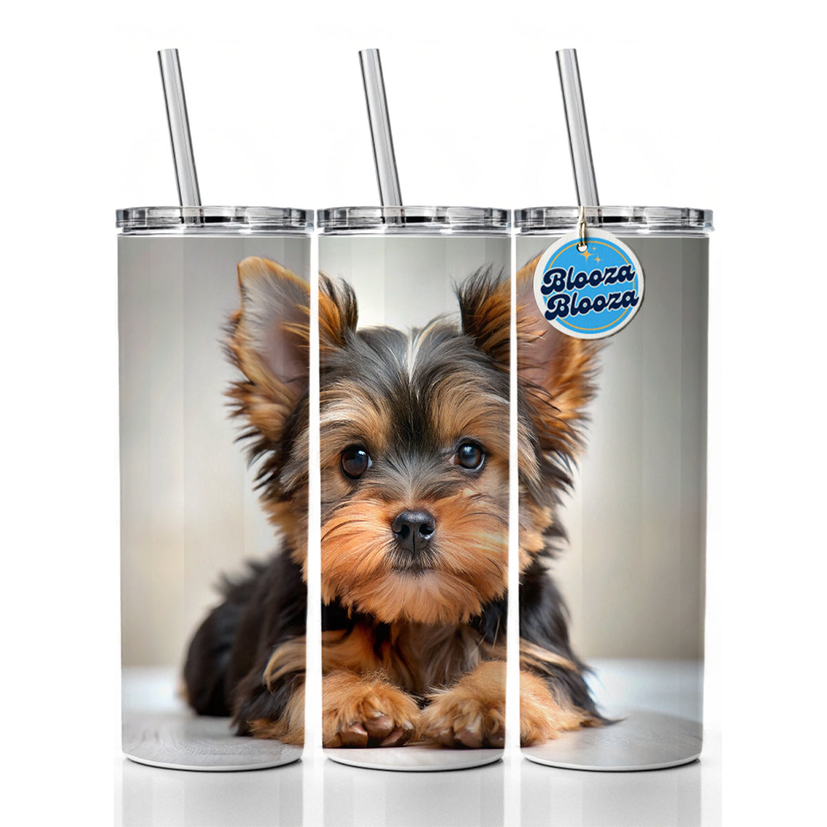 Yorkshire Terrier Yorkie Dog Puppy Photo Skinny Tumbler 20oz with Straw Insulated Water Bottle Gift