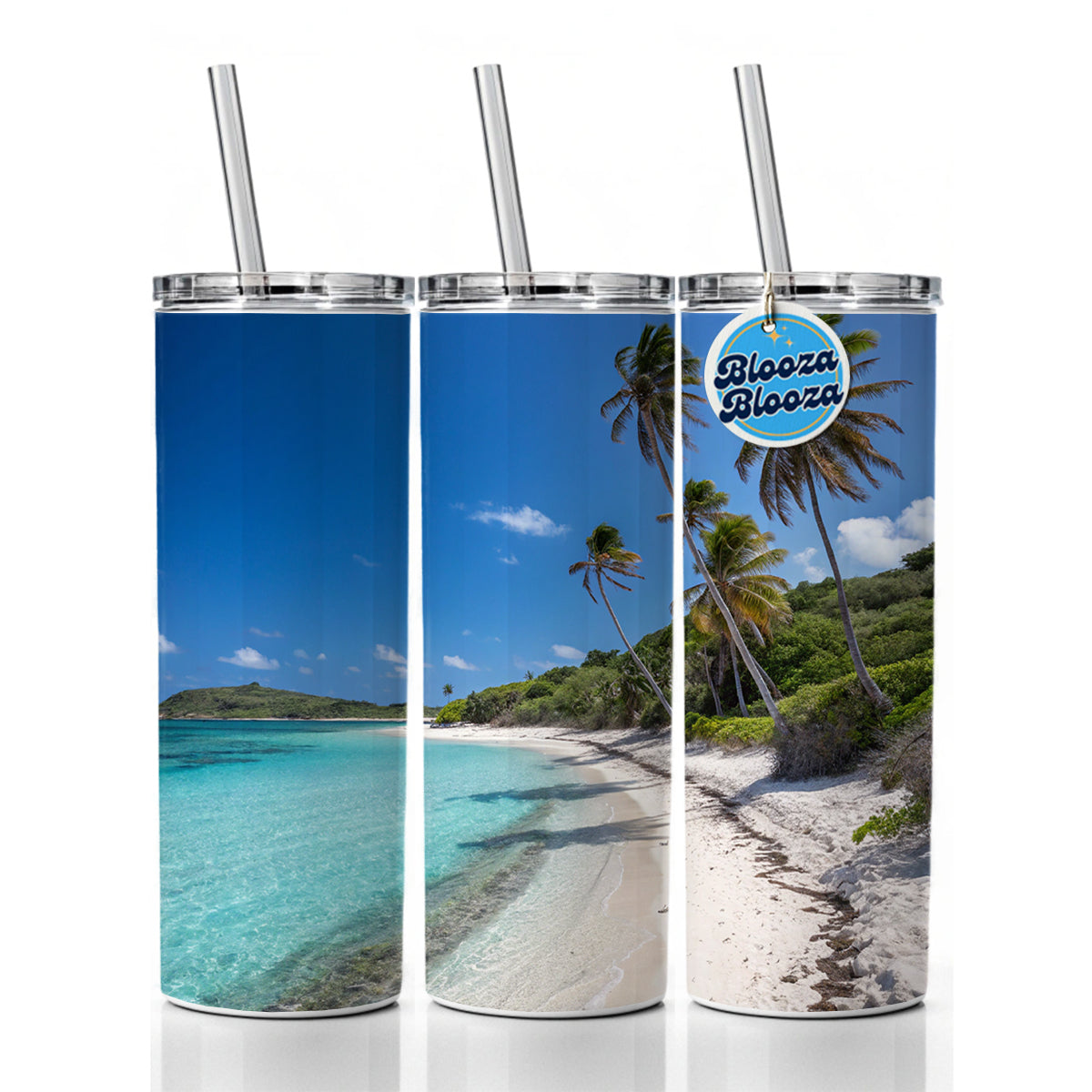 Aruba Tropical Beach Vacation Skinny Tumbler 20oz with Straw Insulated Water Bottle Gift