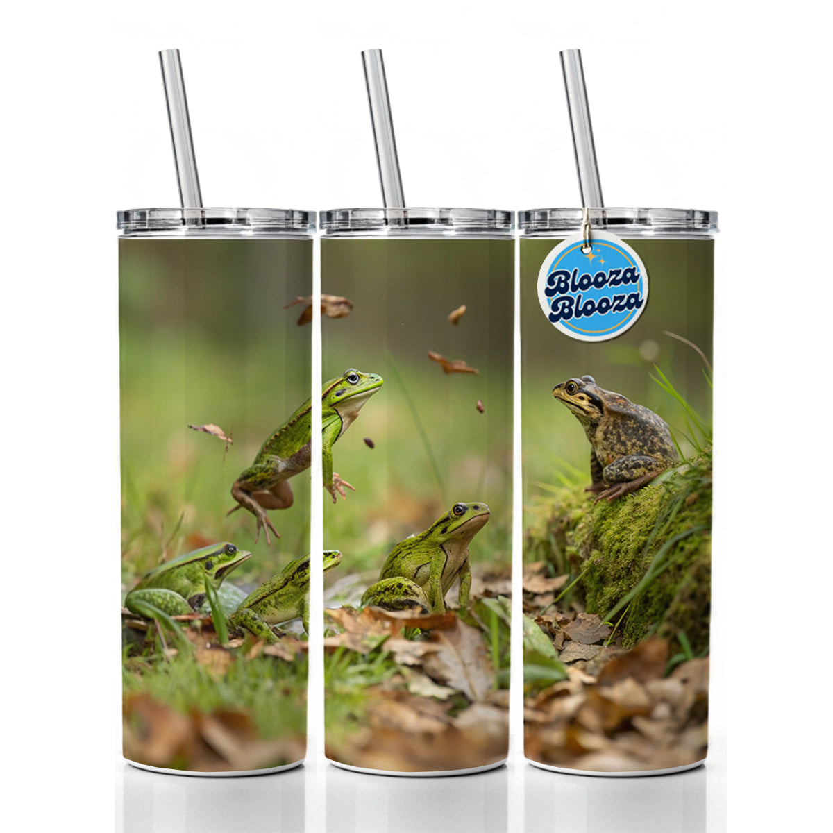 Bunch Of Frogs Skinny Tumbler 20oz with Straw Insulated Water Bottle Gift