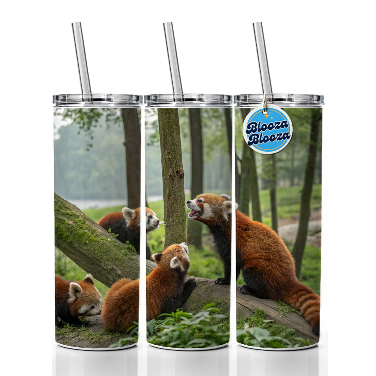 Bunch Of Red Pandas Skinny Tumbler 20oz with Straw Insulated Water Bottle Gift