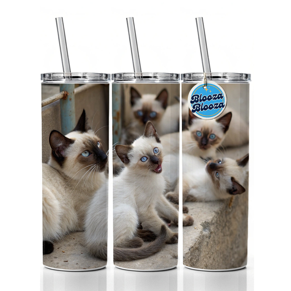 Bunch Of Siamese Cats Skinny Tumbler 20oz with Straw Insulated Water Bottle Gift